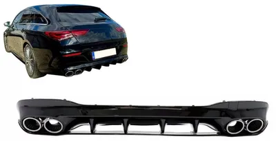 Imagen del producto de Difusor cromado para Mercedes CLA X118 C118, línea deportiva, modelos de 2019 a 06.2025, CLA45S, paquete de diseño aerodinámico.
