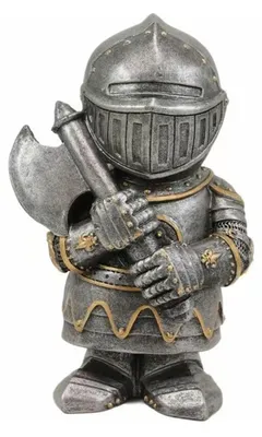 Zwergenritter-Statue aus Harz, 12,5 cm, Gartenfigur mit Tomahawk