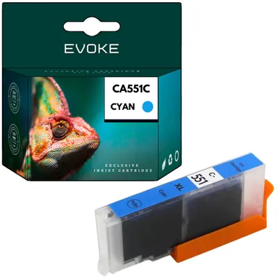 Imagen del producto de Tinta compatible Evoke para Canon CLI-551XL CLI551XL 6509B001 CLI551C Cian, compatible con las impresoras PIXMA iP7200, 7240, 7250, 8700, 8720, 8750; iX6800, 6820, 6850; MG5400, 5450, 5500, 5550, 5600, 5650, 5655, 6300, 6350, 6400, 6420, 6450, 6600, 6650, 7100, 7120, 7150, 7500, 7550; MX720, 725, 920, 922, 925