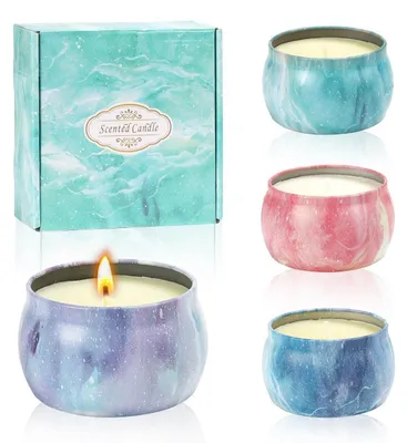 Produktbild von Duftkerzen Geschenkset für Frauen, 4 Stück Sojawachs, 4 Naturdüfte, 125g je Kerze