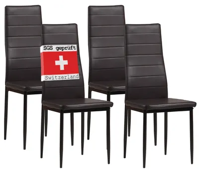 Produktbild von Albatros Esszimmerstühle MILANO 4er Set, Braun - Polsterstuhl mit Kunstleder-Bezug, Modernes Stilvolles Design am Esstisch - Küchenstuhl oder Stuhl Esszimmer mit hoher Belastbarkeit: 110kg