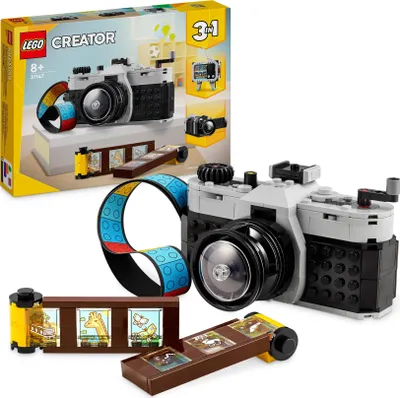 Produktbild von LEGO Creator 3w1 Aparat w stylu retro do przebudowania na telewizor i kamerę do kreatywnej zabawy, zestaw, dekoracja sypialni, prezent fotograficzny dla dziewczynek i chłopców w wieku od 8 lat, 31147