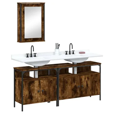 Immagine prodotto di vidaXL Set di mobili da bagno a 3 pezzi in legno di quercia affumicata