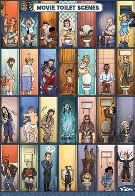 Produktbild von Witzige Toilettdrucke - Poster 42 x 59,4 cm | Humorvolle Cultfilmszenen auf dem WC