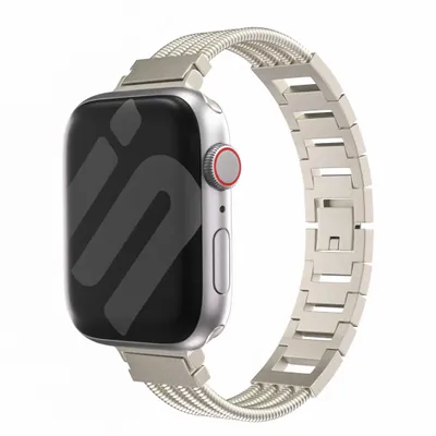 Produktbild von Strap-it Apple Watch Stahlarmband – passend für Apple Watch Serie 1/2/3/4/5/6/7/8/9/SE/Ultra – (Sternenlicht)