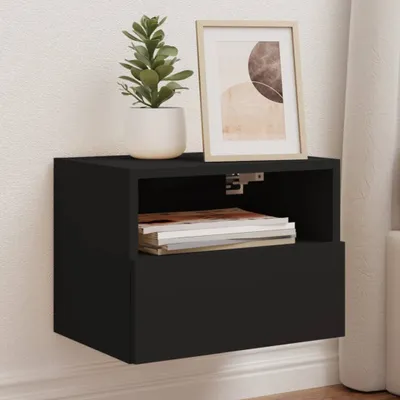 Produktbild von TV-Wandschränke 2er Set Schwarz 40x30x30 cm Holzwerkstoff , Kommoden 2024 Neu