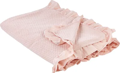 Produktbild von BELIANI Tagesdecke Pastellrosa aus Baumwolle 220 x 200 cm mit Rüschen Modern Elegant für Bett Sofa Schlafzimmer Wohnzimmer