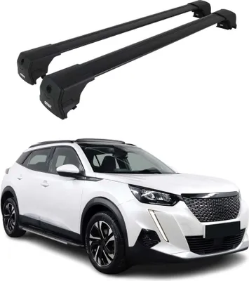 Image de Barres De Toit Transversales pour Peugeot 2008 2020-2023 Aluminium Noir ABE