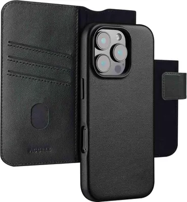 Zdjęcie produktu dla Accezz Leather Bookcase 2-w-1 z MagSafe dla Apple iPhone 16 Pro Max - Onyx Black