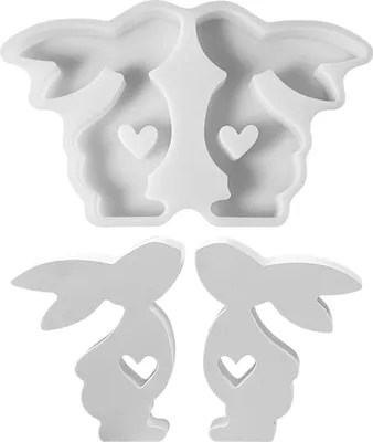 Produktbild von 2 Stück Silikonformen Gießformen Ostern Hase WISIRENT, Silikonform Osterhase mit Herz Zum Gießen Ostern Hase, Silikonform Osterhasen Gießform für Bastelarbeiten, Gips, Kunsthandwerk