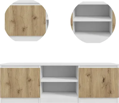 Zdjęcie produktu dla Szafka RTV BASIC – Dąb Artisan/Biała | 120x40x40 cm