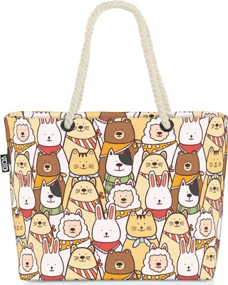 Produktbild von VOID Cartoon Katzen Hasen Hunde Strandtasche Shopper 58x38x16cm 23L XXL Einkaufstasche Tasche Reisetasche Beach Bag