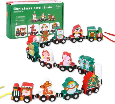 Imagen del producto de Juego de tren eléctrico de madera, magnético, de 14 piezas, para niños
