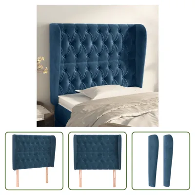 Produktbild von The Living Store Kopfteil mit Ohren Dunkelblau 103x23x118/128 cm Samt