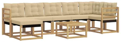 Produktbild von vidaXL Outdoor-Sofagarnitur mit Kissen 8 pcs Weiß und Beige
