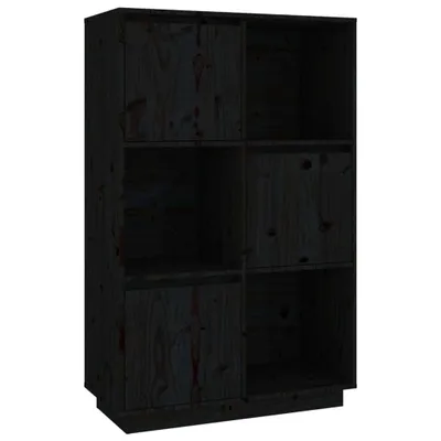 Produktbild von Highboard Schwarz 74x35x117 cm Massivholz Kiefer