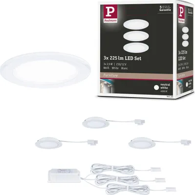 Image de Paulmann LED lampes à encastrer pour meubles, set de 3 pièces