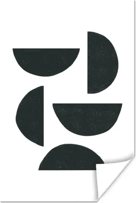 Produktbild von MuchoWow® Poster Geometrische Figuren - Abstrakt - Schwarz 60x90 cm - Wanddekoration