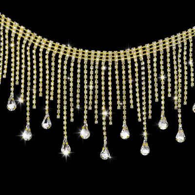 Imagen del producto de Cinta de lentejuelas con borlas, ideal para decorar bodas y fiestas, para coser