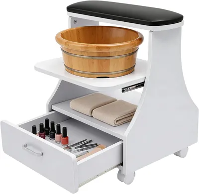 Productafbeelding van Manicure Trolley - Pedicure Wagen - Schoonheidsbehandelingen - Met Remmen - 52 x 41 x 55 cm - Zwart