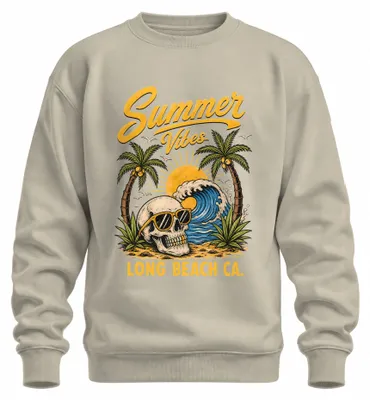 Productafbeelding van Zomergevoel Long Beach, Californië. Totenkopf-golf, surfer. California sweatshirt, trui, natuur, maat XL
