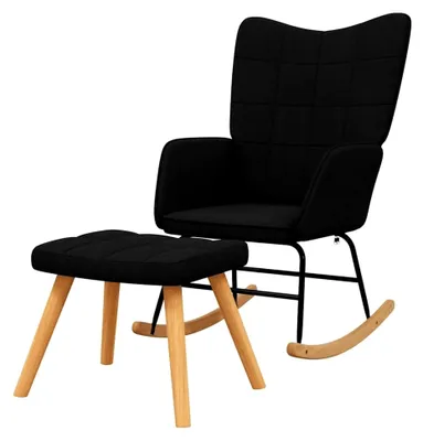 Produktbild von Schaukelstuhl mit Fußstütze, Schaukelstuhl, Schwarz, Stoff