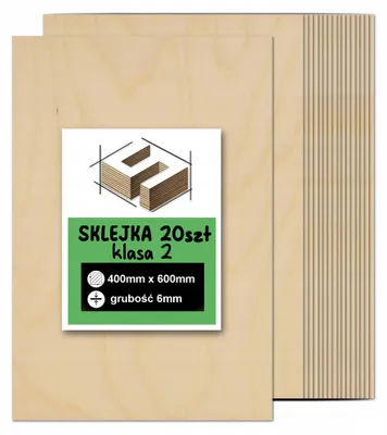 Productafbeelding van Rechthoekige berkenmultiplexplaten voor lasergraveren – CNC-frezen, modelbouw, figuurzagen, houtbranden, beschilderen, decoupage en knutselen – kwaliteit 2 – 40 × 60 cm (400 × 600 mm) – 6 mm – 20 stuks