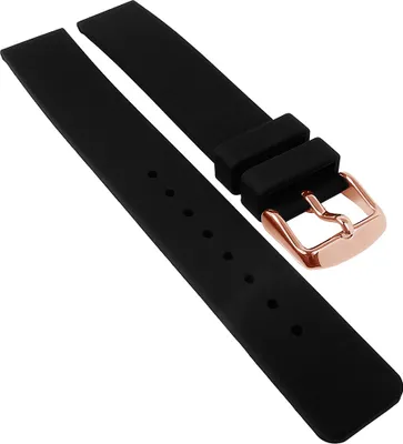Produktbild von Minott Uhrenarmband 18mm XL Silikon schwarz gleichlaufend, Schließe:Roséfarben
