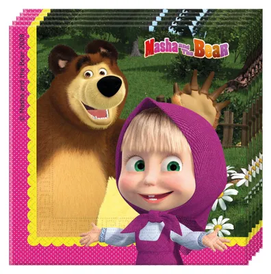 Produktbild von Masha und der Bär 2-lagige Papierservietten 33x33cm 20 Stück