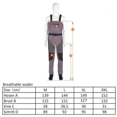Image de DAIWA D-Vec Breathable Waders, XXL, gris-noir, waders, avec chaussons néoprène, 18523-046