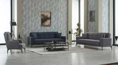 Zdjęcie produktu dla Zestaw sof w komplecie 3-osobowy fotel szary 3-częściowa sofa z tkaniny