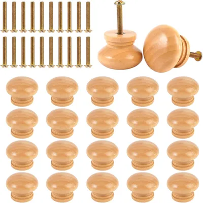 Imagen del producto de Pompitas y tiradores de madera para muebles, juego de 20 unidades, para armarios y cajones
