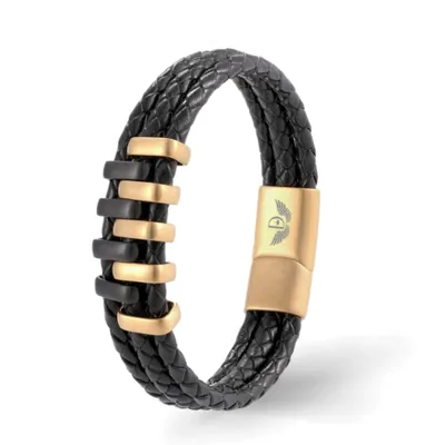 Produktbild von Leder Armband TRIPLE LAYER GOLD 23 cm / Gold