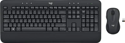 Produktbild von Logitech MK545 Advanced, Volle Größe (100%), Kabellos, RF Wireless, QWERTY, Schwarz, Maus enthalten