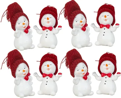 Produktbild von 8 Stück Schneemann Figur klein 7cm Mitbringsel Weihnachten Dekofigur Winterdeko
