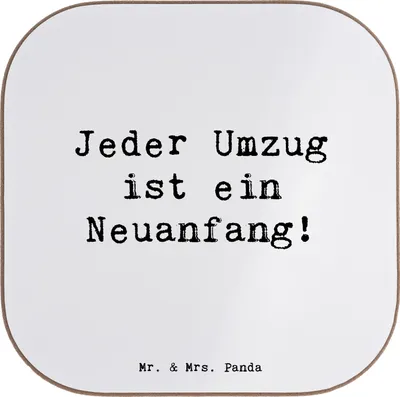 Produktbild von Mr. & Mrs. Panda Untersetzer für Gläser Spruch Umzug Neuanfang - Weiß - Geschenk, in eine neue Stadt, Optimismus, Liebe und Hoffnung, gläseruntersetzer, Vertrauem, Glas