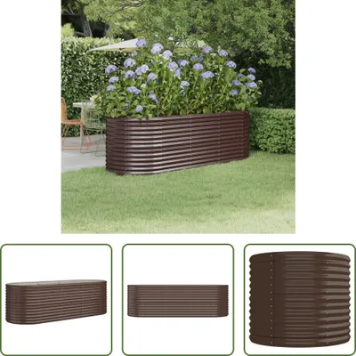 Produktbild von The Living Store Hochbeet Pulverbeschichteter Stahl 224x80x68 cm Braun