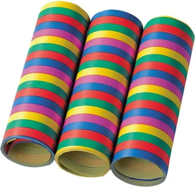 Produktbild von Luftschlangen "Streifen Bunt" | 4m / 3 Rollen