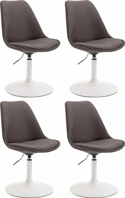 Produktbild von CLP 4er Set Esszimmerstühle Maverick Stoff drehbar und stufenlos verstellbar dunkelgrau Gestell Farbe weiß