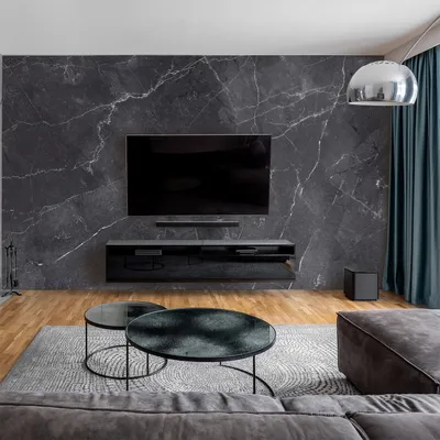 Produktbild von dedeco Wohnzimmerrückwand TV-Wand Wandpaneel Wohnrückwand Rückwand Tapetenersatz, Motiv: Marmor V7, 250 x 100 x 0,3cm, Nano-Protect: matt, wasserfest, robust, als Wandverkleidung aus Hartschaum PVC