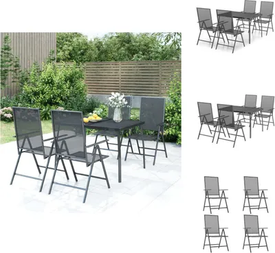 Produktbild von vidaXL 5-tlg. Garten-Essgruppe Anthrazit Stahl - Gartenmöbel-Sets