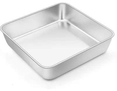 Produktbild von Quadratische Kuchenform Edelstahl 20 x 20 x 5 cm für Brownies, Lasagne, Kuchen, Spülmaschinenfest