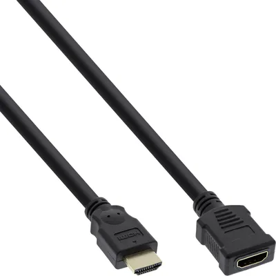 Image de InLine® 17633G HDMI Verlängerung, HDMI-High Speed, Stecker / Buchse, schwarz, e Kontakte, 3m