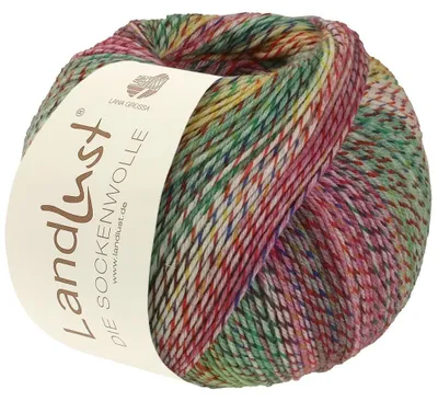Produktbild von Lana Grossa - Landlust die Sockenwolle 0218 grün rot blau pink gelb vanille meliert