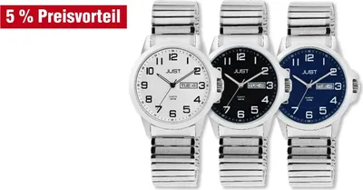 Produktbild von Just Herrenuhr mit Edelstahl Zugarmband, 10 ATM