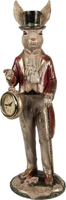 Produktbild von Clayre & Eef Figur Kaninchen 39 cm Weiß Goldfarbig Polyresin Uhr