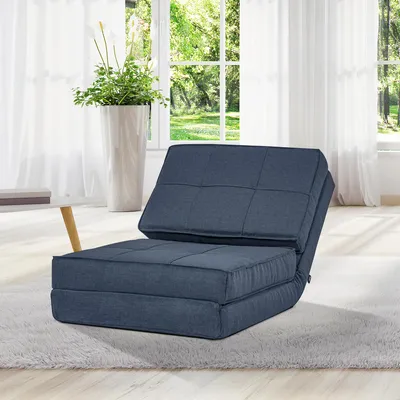 Produktbild von SUGIFT Bodensofa 3-in-1 klappbar, Bodensessel Schlafsofa Einzelsofa Polyester, Blau | 61x73x58 cm | 5-stufig verstellbar | Stahlrahmen