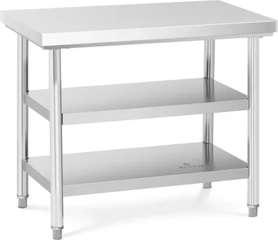Zdjęcie produktu dla Stół Blat Roboczy Centralny Stalowy 2 Półki 100 X 60 Cm Do 600 Kg
