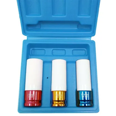 Image de LARS360 Jeu de 3 clés à chocs 1/2" 17/19/21mm douilles de force et de protection Jeu de clés à douilles