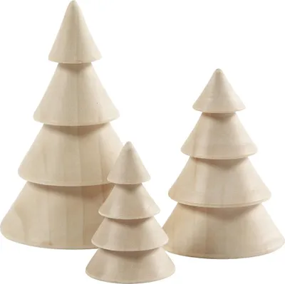 Produktbild von Creativ Company Holz Weihnachtsdeko Rentier Baum Set 3 Stück